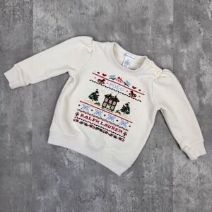 Ralph Lauren Holiday Fleece Sweatshirt Kids 12M White Long Sleeve Embroidered